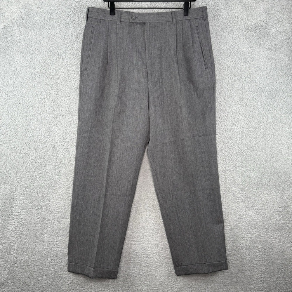 Celini Collezione Men's Wool Dress Pants Size 38x29 Gray Pleated Tapered Slacks